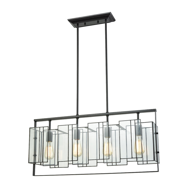 Stratus 4 Light Chandelier In Oil Rubbed Bronze With Clear Glass