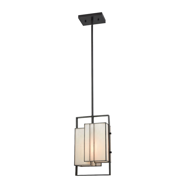 Stratus 1 Light Pendant In Oil Rubbed Bronze With Bone Tiffany Glass