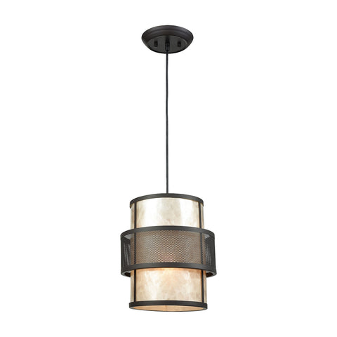 Beckley 1 Light Pendant In Oil Rubbed Bronze With Tan Mica - Includes Recessed Lighting Kit