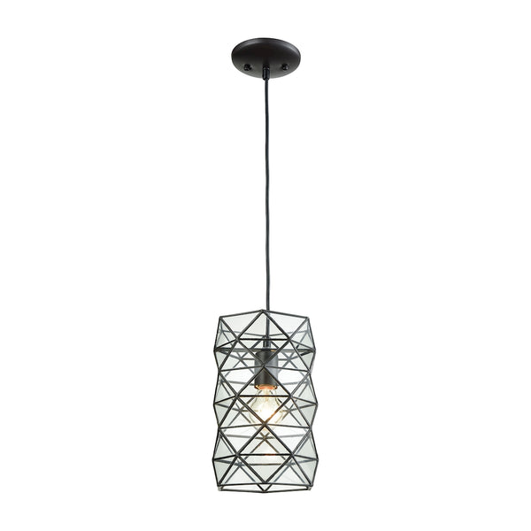 Tetra 1 Light Pendant In Oil Rubbed Bronze With Clear Glass - Includes Recessed Lighting Kit