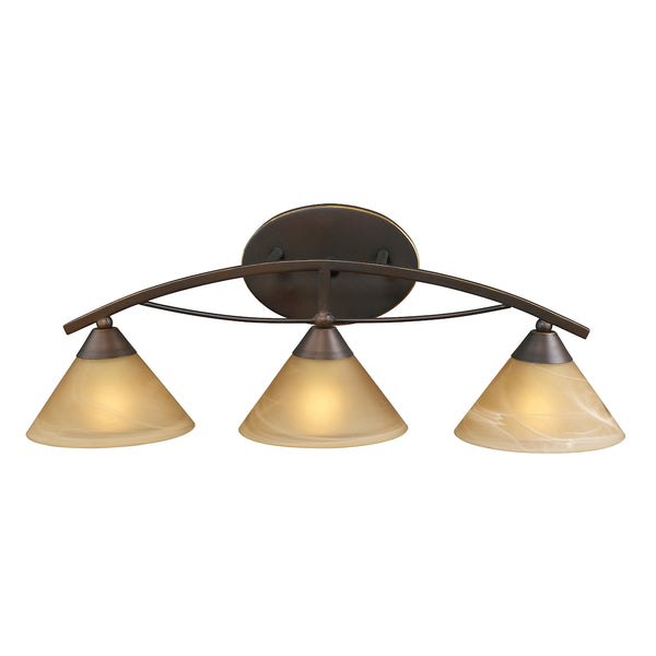 Elysburg 3 Light Vanity In Aged Bronze And Tea Stained Glass
