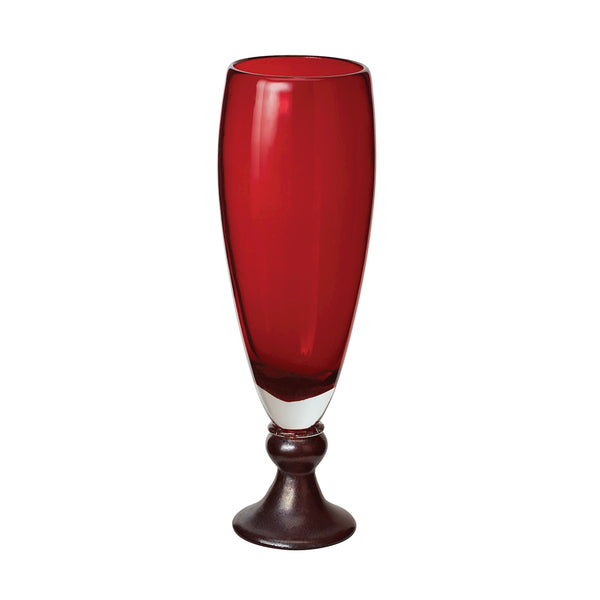 Ruby Pearl Vase With Metallic Foot - Small