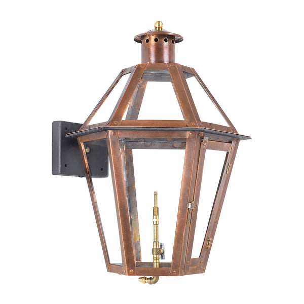 Grande Isle Outdoor Gas Wall Lantern Aged Copper