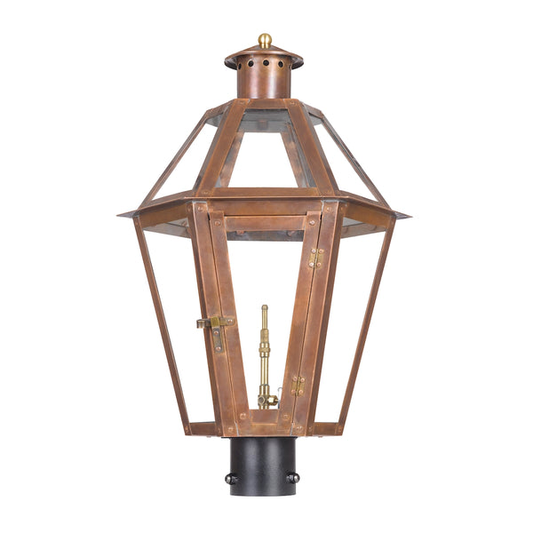 Grande Isle Outdoor Gas Post Lantern In Aged Copper