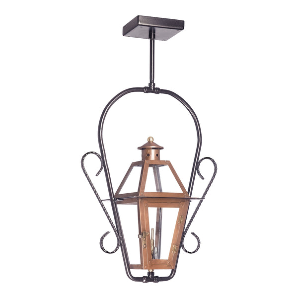 Grande Isle Outdoor Gas Ceiling Lantern In Aged Copper