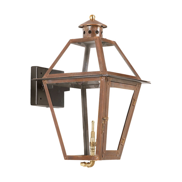 Grande Isle Outdoor Gas Wall Lantern Aged Copper