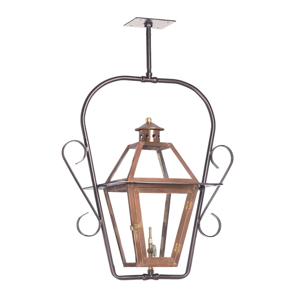 Grande Isle Outdoor Gas Ceiling Lantern In Aged Copper
