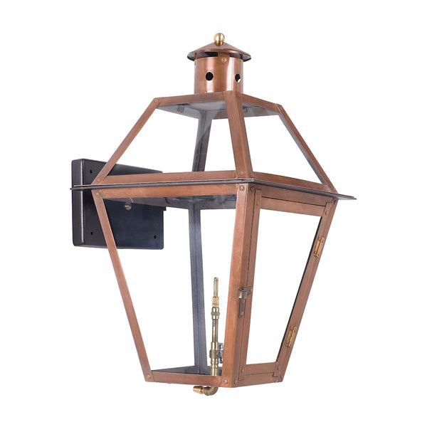 Grande Isle Outdoor Gas Wall Lantern In Aged Copper