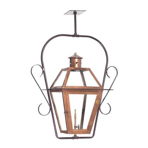 Grande Isle Outdoor Gas Ceiling Lantern In Aged Copper