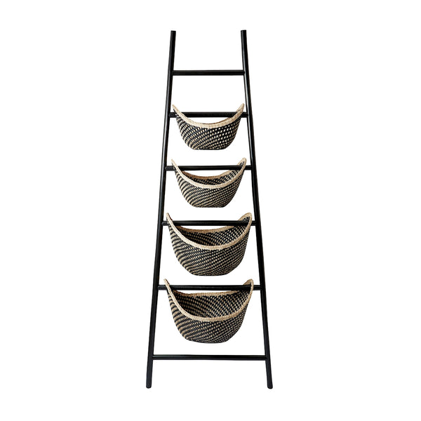 Black Plaid Ladder Basket