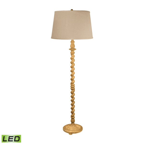 Washed Wood Barley Twist LED Floor Lamp