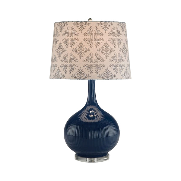 Cobalt Serrated Ceramic Table Lamp