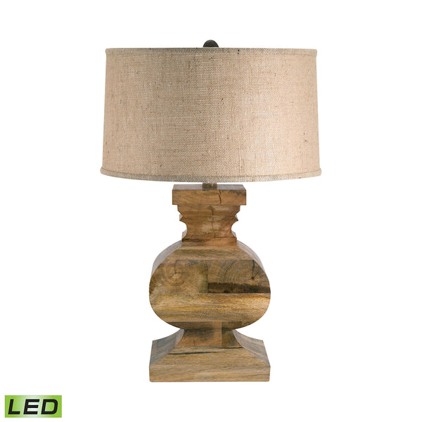 Curved Block Solid Wood LED Table Lamp