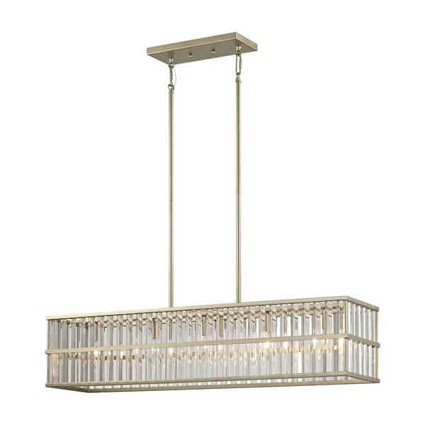 Ridley 5 Light Chandelier In Aged Silver With Oval Glass Rods
