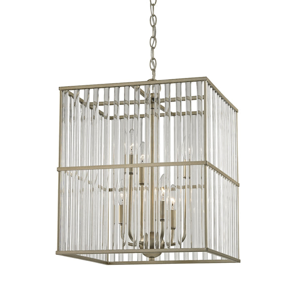 Ridley 6 Light Chandelier In Aged Silver With Oval Glass Rods