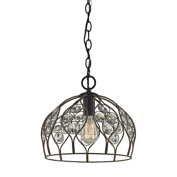 Crystal Web 1 Light Penant In Bronze Gold And Matte Black With Clear Crystal - Includes Recessed Lighting Kit
