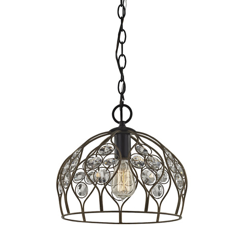 Crystal Web 1 Light Penant In Bronze Gold And Matte Black With Clear Crystal - Includes Recessed Lighting Kit