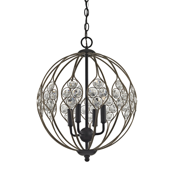 Crystal Web 4 Light Chandelier In Bronze Gold And Matte Black With Clear Crystal