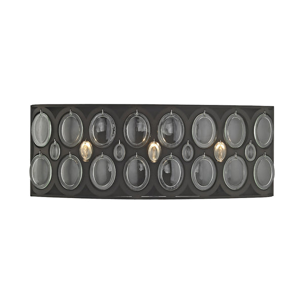 Serai 3 Light Vanity In Oil Rubbed Bronze With Clear Glass