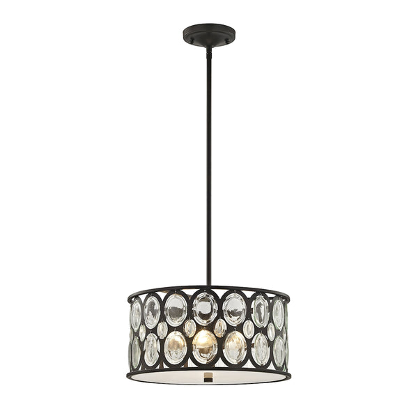Serai 3 Light Chandelier In Oil Rubbed Bronze With Clear Glass