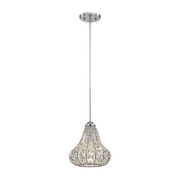 Romina 1 Light Pendant In Polished Chrome With Clear Crystal