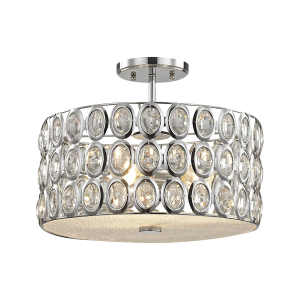Tessa 3 Light Semi Flush In Polished Chrome With Clear Crystal