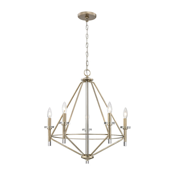 Lacombe 5 Light Chandelier In Aged Silver With Clear Glass Accents