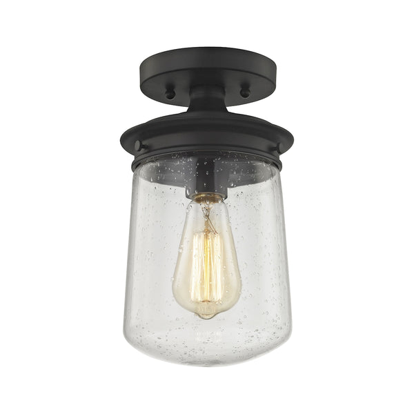 Hamel 1 Light Semi Flush In Oil Rubbed Bronze With Clear Seedy Glass