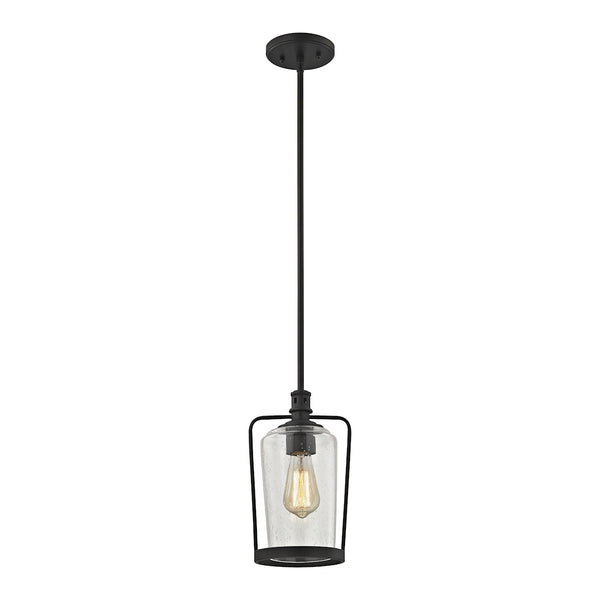 Hamel 1 Light Pendant In Oil Rubbed Bronze With Clear Seedy Glass - Includes Recessed Lighting Kit