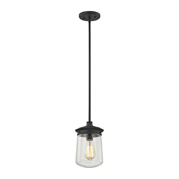 Hamel 1 Light Pendant In Oil Rubbed Bronze With Clear Seedy Glass - Includes Recessed Lighting Kit