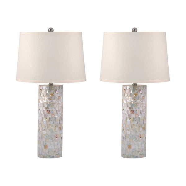 Mother of Pearl Cylinder Table Lamp