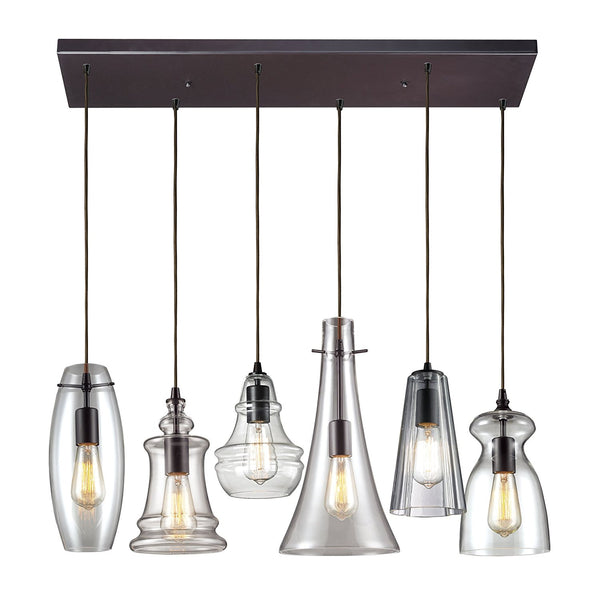 Menlow Park 6 Light Pendant In Oiled Bronze