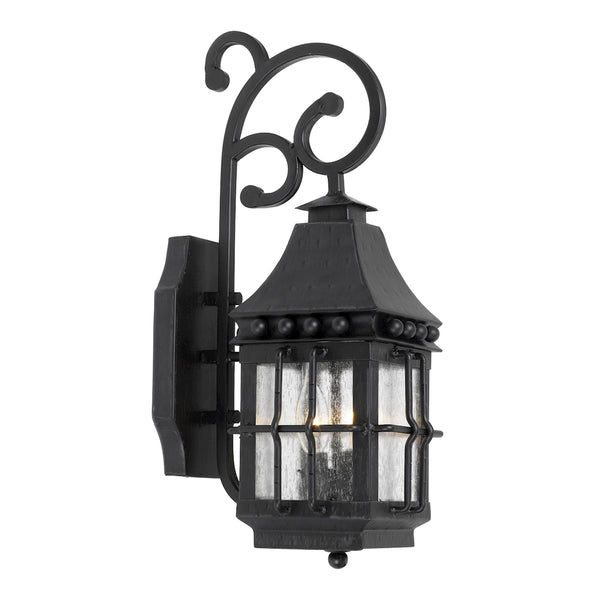 Taos Outdoor Wall Lantern In Espresso Finish With Seeded Glass