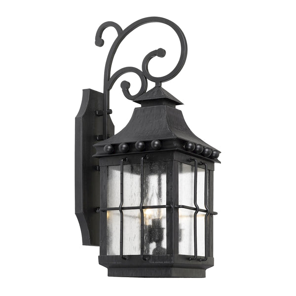 Taos Outdoor Wall Lantern In Espresso Finish With Seeded Glass
