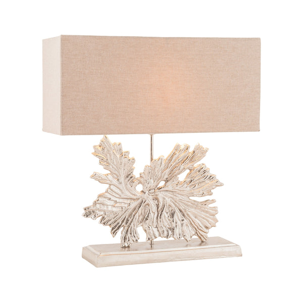 Fallen Leaf 1 Light Table Lamp In Textured Nickel