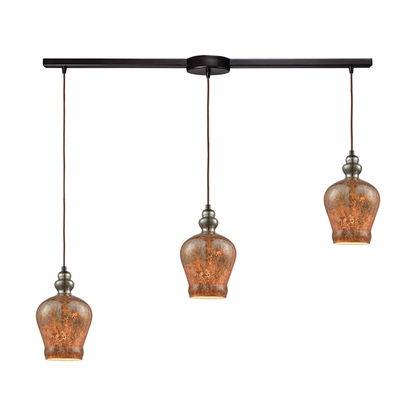 Sojourn 3 Light Linear Bar Fixture In Oil Rubbed Bronze With Lava Toned Glass