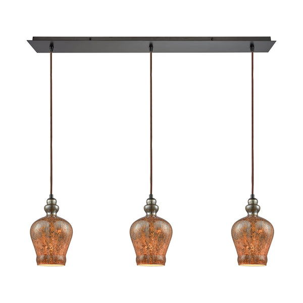 Sojourn 3 Light Linear Pan Fixture In Oil Rubbed Bronze With Lava Toned Glass