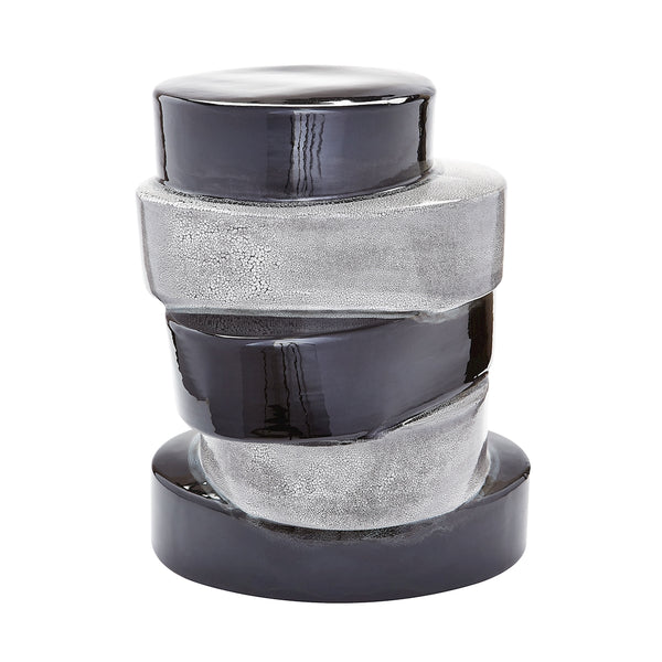 Stacked Ovals Side Table In Black And Grey