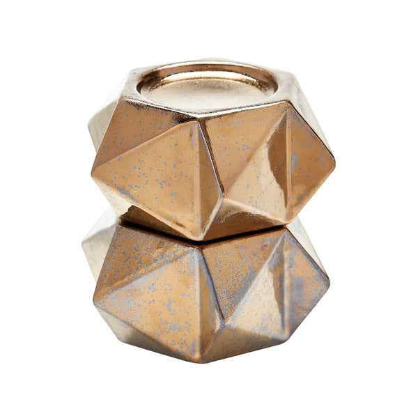 Large Ceramic Star Candle Holders In Gold - Set of 2
