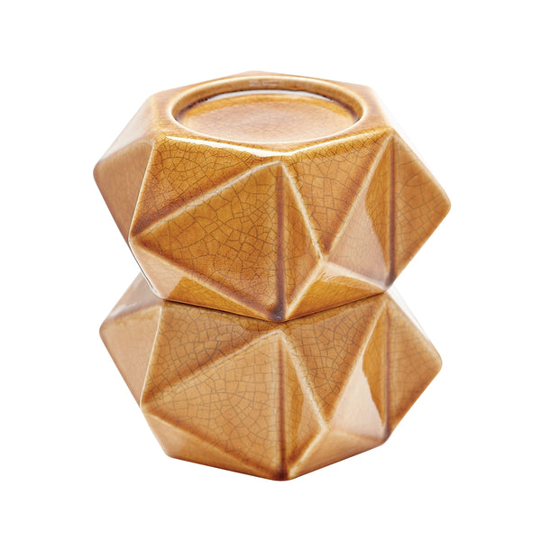 Large Ceramic Star Candle Holders In Honey - Set of 2