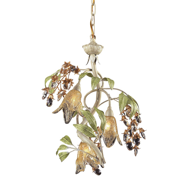 Huarco 3 Light Chandelier In Seashell And Green