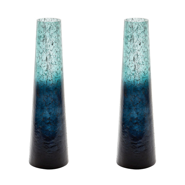 Ombre Snorkel Vases In Emerald - Set of 2