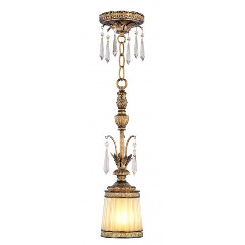 Livex Lighting La Bella 1 Light Vintage Gold Leaf Mini Pendant