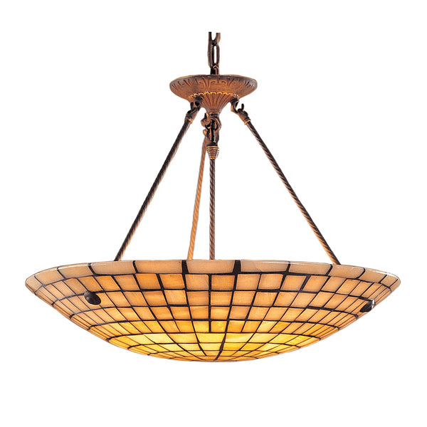 Stone Mosaic 8 Light Pendant In Dark Antique Brass