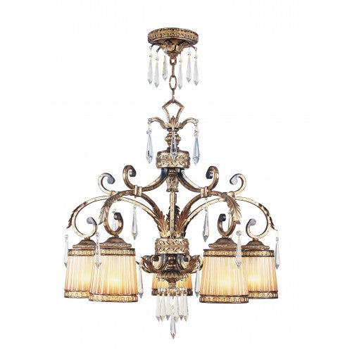 Livex Lighting La Bella 5 Light Vintage Gold Leaf Chandelier
