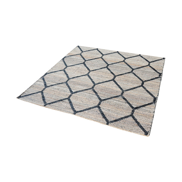 Econ Jacquard Weave Jute Rug In Natural And Black - 16-Inch Square
