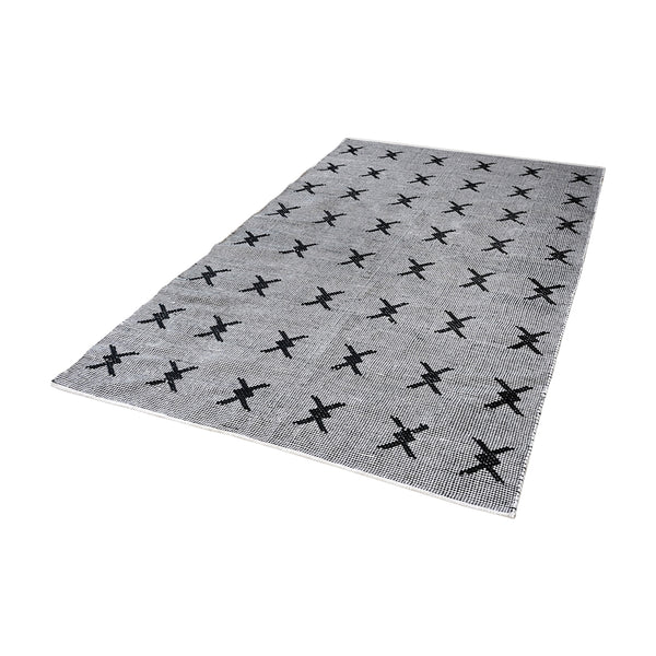 Eton Handwoven Cotton Flatweave Rug In Black And White - 8ft x 10ft