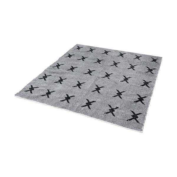 Eton Handwoven Cotton Flatweave Rug In Black And White - 6-Inch Square