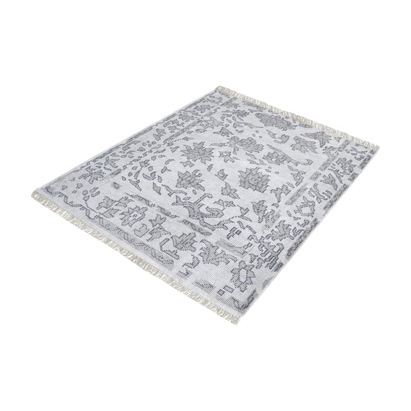 Harappa Handknotted Wool Rug In Grey - 16-Inch Square