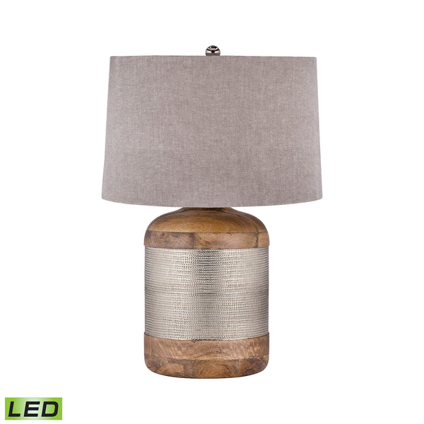 German Silver Drum LED Table Lamp